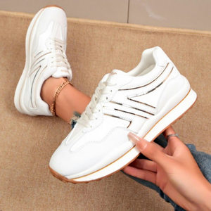 Nuove <span class=keywords><strong>Sneakers</strong></span> Chunky a Righe da <span class=keywords><strong>Donna</strong></span> 2026, Scarpe Sportive Casual Leggere e Traspiranti con Suola Spessa, Bianche e Nere - Product Image 4
