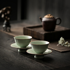 Taza de Té de Cerámica Personalizada Ru Ware, Taza de Degustación de Té con Esmalte Craquelado, Estilo Chino Tradicional, Diseño Retro de Lujo - Product Image 4