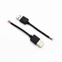 Câble USB 2.0 mâle vers fil nu à extrémité ouverte en cuivre, cordon d'alimentation USB-A 2.0 mâle avec gaine de décharge de tension