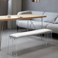 Banc long en acrylique style crème, minimaliste et luxueux, pour entrée, couloir, idéal pour changer de chaussures et se reposer à la maison