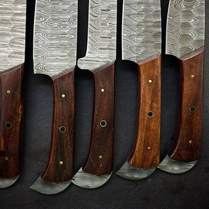 High Carbon 5-Piece Premium Damascus Kitchen <b>Knife</b> <b>Set</b> with Ambidextrous Ergonomic Wood Handles 67-Layer Polished Blades - Product Image 6