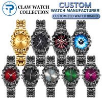 Montre pour homme PINTIME Luxury Vantage Unique, style Y2K, forme de griffe torsadée en albâtre, montre-bracelet personnalisée à quartz avec date pour homme