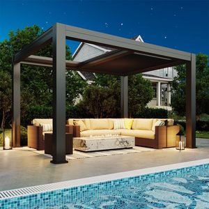 Pergola rétractable électrique 10x13, pergola motorisée à lames orientables en aluminium, 2 lames réglables indépendantes - Product Image 1