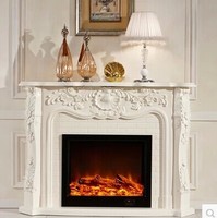 Cheminée électrique autoportante en marbre blanc de conception française avec télécommande LED pour salon, chambre, hôtel, villa