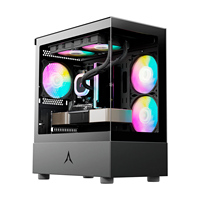 Casing Komputer Gaming Vertikal ABKO U20M WH Mid Tower Steel Micro-ATX dengan Kaca Temper dan 3 Kipas RGB, Port Audio Depan Terpasang