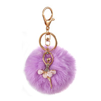 Porte-clés pendentif filles danseuses de ballet, porte-clés boule de fourrure pour filles, cadeaux pour les amoureuses de la danse classique, anniversaire, Saint-Valentin, breloques de sac
