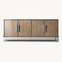 Sassanid OEM Forme minimaliste Ameublement élégant et épuré Benoit Bisque Buffet 4 portes en acier inoxydable poli