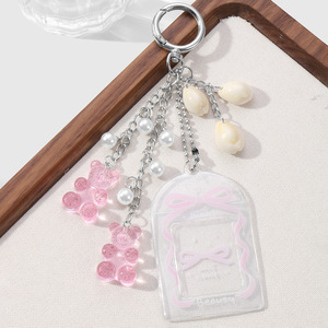 Porte-clés et pendentif de sac <span class=keywords><strong>en</strong></span> résine rose, motif ours mignon avec ailes <span class=keywords><strong>d</strong></span>'étoile et cadre <span class=keywords><strong>photo</strong></span> <span class=keywords><strong>d</strong></span>'amour - Product Image 4