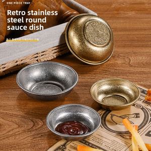 Retro 304 Stainless Steel Round Sauce Dish, <b>Small</b> Dipping Plate for Ketchup, Vinegar & Condiments - Product Image 3