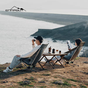 Chaise de camping pliante Campout 48x70x85cm, dossier ovale en alliage d'aluminium, chaise de jardin, couleur gris vert militaire noble - Product Image 2