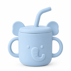 Gobelet à paille en silicone de qualité alimentaire personnalisé en forme d'éléphant avec couvercle anti-poussière et doubles poignées <span class=keywords><strong>pour</strong></span> l'apprentissage <span class=keywords><strong>des</strong></span> bébés et <span class=keywords><strong>des</strong></span> tout-petits - Product Image 1