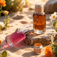 Flacon de parfum en verre cylindrique de luxe 30ml 50ml avec surface givrée et pompe pulvérisatrice à capuchon rose