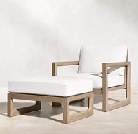 Meubles de jardin en teck de style moderne ensemble de canapés en bois personnalisés en usine avec des coussins imperméables résistants aux intempéries