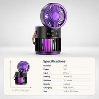 Ventilateur anti-moustiques rechargeable USB 5 vitesses 3600mAh, répulsif électrique pliable 3-en-1 pour la maison et le camping en extérieur