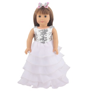 Poupée américaine de 18 pouces, couleur unie, jolie robe de rêve en coton, cadeaux pour fille, robe de mariée - Product Image 1