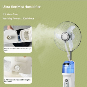 Ventilador Portátil de 16 Polegadas com Umidificador e Spray de Névoa, Controle Remoto, Display LED e Fluxo de Ar Potente para Uso em Casa e Carro - Product Image 3