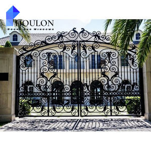 Puerta artística de aluminio de alta calidad, personalización de puertas cortadas con láser, puerta de hierro forjado para Villa - Product Image 3