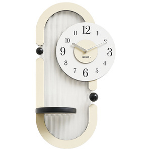 Wozoom Arched Wall <b>Clock</b> Creamy Rice Elegant Black Wood Grain Brown <b>Battery</b> Powered Single Face Living Room Dining Room - Product Image 5