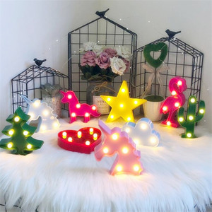 Dessin animé mignon flamant rose Cactus licorne lune étoile noël cerf forme animale LED modélisation <span class=keywords><strong>veilleuse</strong></span> - Product Image 1