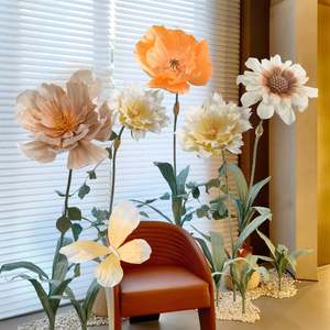 Set de Flores Gigantes de Amapola Surtidas, Flor Artificial de Papel Organza de Gran Tamaño para Decoración de Eventos y Bodas - Product Image 1