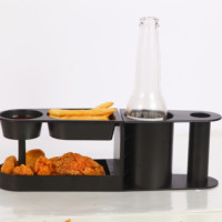 Support de collations avec porte-gobelets et porte-boissons pour frites, canettes et bouteilles, idéal pour les tournois sportifs, les fêtes de plein air et les restaurants de restauration rapide