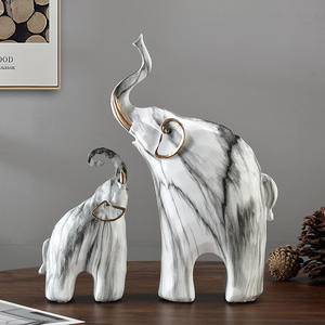 Creative Marble Pattern Auspicious Elephant Folk Art Epoxy <b>Resin</b> Sculpted Figurine Home Decoration Living Room Artistic Crafts - Product Image 1