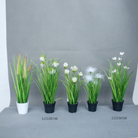 Plantas Artificiales en Maceta de 18 cm, Bonsái Pequeño, Hierba de Cebolla Sintética, Tulipán Rojo, para Decoración de Tiendas, Hoteles, Bibliotecas, Oficinas y Hogares