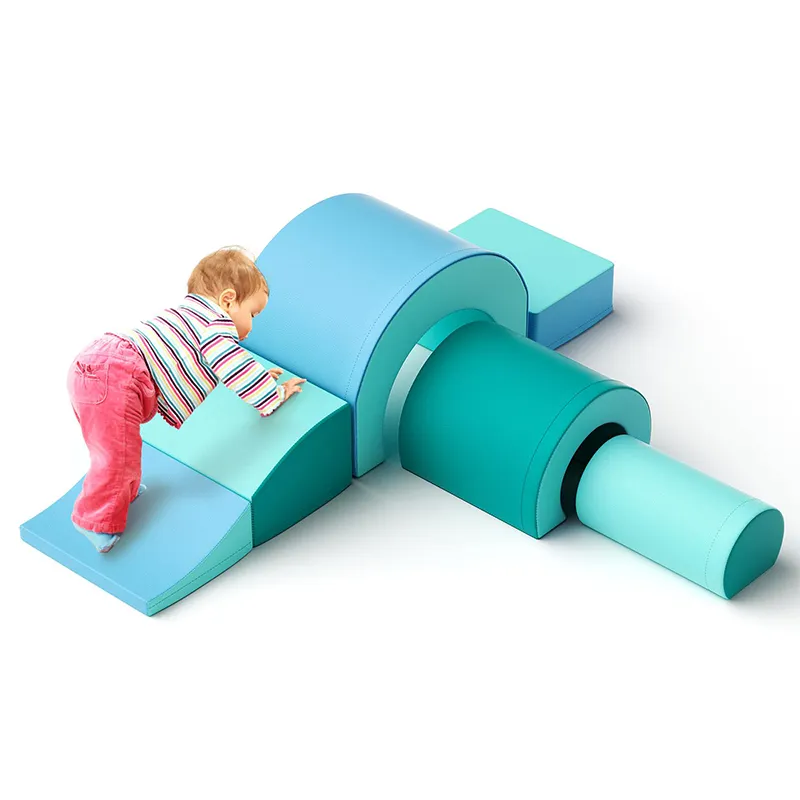 Aangepaste Indoor Speeltuin Set Foam Klimmer Met Tunnel & Zachte Bouwstenen Voor Creatieve Baby Spelen