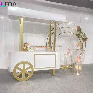 LEDA Modern Acrylic Candy Cart with Detachable Wheels for Wedding Decoration in Gold and <b>White</b> <b>Displaying</b> Sweet Treats - Product Image 3