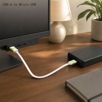 Câble de données OEM DDM Micro USB 3.0 haute vitesse avec blindage tressé et gaine en PVC, 20 cm, charge rapide 3A pour téléphones portables, appareils photo et ordinateurs