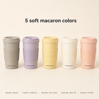 Ensemble de tasses à thé personnalisées, tasse à café avec couvercle à ouverture directe, gobelet en plastique réutilisable compatible avec le porte-gobelet de voiture, couleurs macaron, tasse de voyage