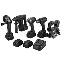 Kit combiné d'outils électriques sans fil 5 pièces 5 en 1 : Meuleuse d'angle, Marteau perforateur, Clé à chocs, Perceuse, Scie circulaire