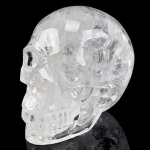 5inch High Purity 100% Natural Hand Carved Mineral Schadel Clear Quartz Cranium