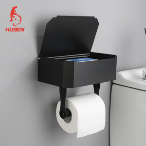 Nouveau support de papier hygiénique <span class=keywords><strong>mural</strong></span> noir en acier inoxydable avec distributeur de stockage - Product Image 1