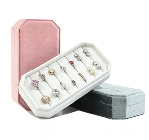 Customized Logo Luxury Velvet Earring <b>Ring</b> Jewelry <b>Box</b> Multiple <b>Rings</b> Jewelry Display Tray Packaging Storage <b>Box</b> - Product Image 3