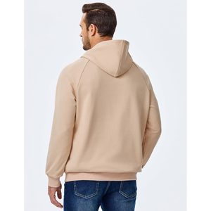 FOXA <b>Mens</b> Hoodie <b>Pullover</b> Solid Color Raglan Sleeve Drawstring Hooded Sweatshirt With Pocket Casual Wear - Product Image 4