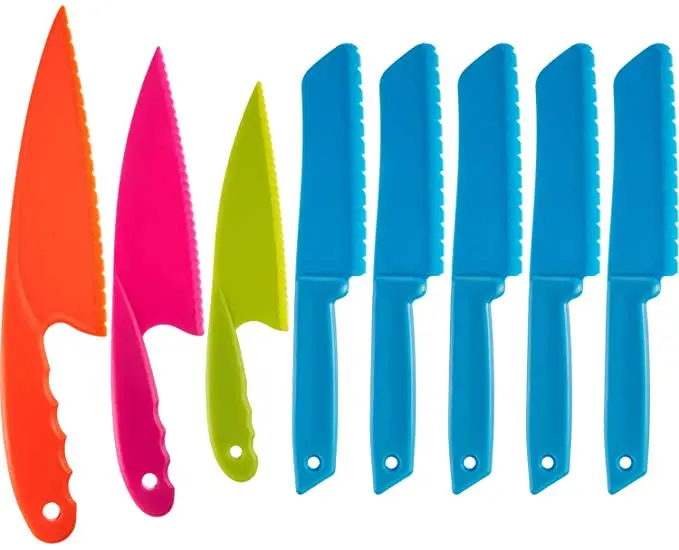 Набор безопасных кухонных ножей для детского приготовления, ножи для салата, пластиковые детские ножи для малышей