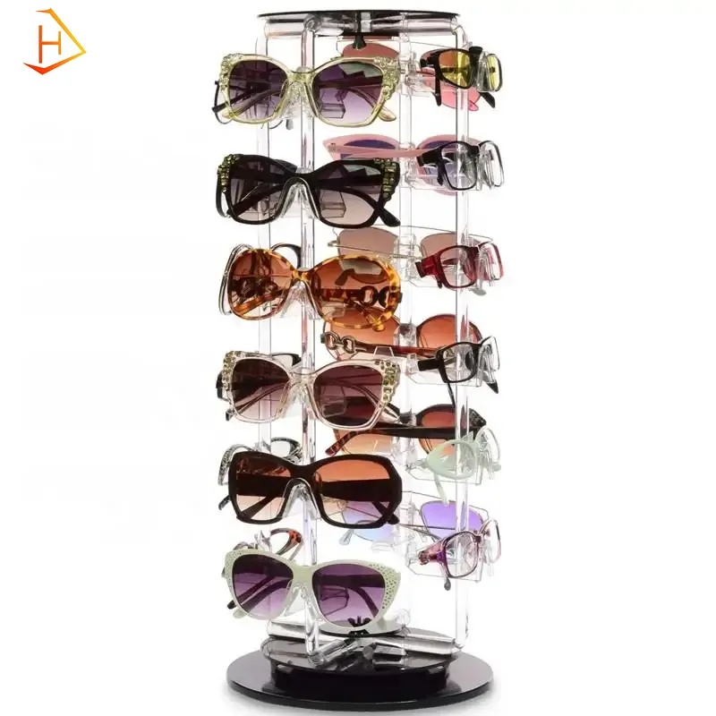 Soporte de exhibición de gafas de sol giratorio acrílico estante de exhibición de gafas