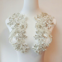 Appliques de luxe en or brodées à la main avec des paillettes, patch en maille 3D floral avec strass à coudre pour la décoration de robes de mariée