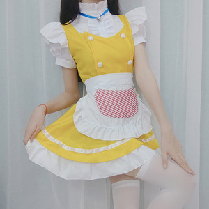 ชุดแม่บ้านน่ารักสไตล์ญี่ปุ่น ผ้ากันเปื้อนสีเหลืองขาว ชุดคอสเพลย์ ชุดแสดงบนเวที สำหรับอายุ 14 ปีขึ้นไป ฤดูใบไม้ผลิ 2025 - Product Image 2