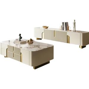 Centro de entretenimiento blanco moderno con Base de Metal dorado, sala de estar lateral para gabinete de almacenamiento, Unidad de <span class=keywords><strong>TV</strong></span>, soporte ZN 302 para apartamento - Product Image 2