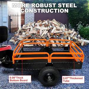 Chariot à benne basculante en acier robuste de 15 pieds cubes, capacité de 1500 lb, remorque utilitaire de jardin, côtés amovibles, lit basculant à commande au pied, pelouse-OEM - Product Image 5