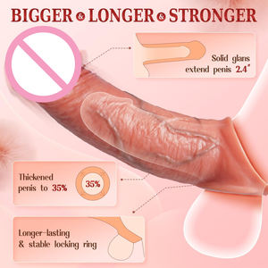 Haute qualité corps plus sûr <span class=keywords><strong>grande</strong></span> <span class=keywords><strong>taille</strong></span> réutilisable Silicone liquide réaliste godes manches préservatif Sex Toy pour hommes utiliser - Product Image 4