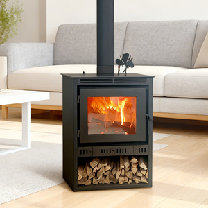 Chimenea de leña interior independiente de estilo moderno Pozo de fuego de vidrio de fácil instalación con chimenea - Product Image 2