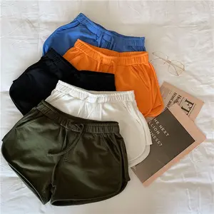 韩国夏季女士休闲短裤家用裤子弹力口袋跑步运动短裤涤纶