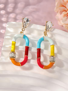 Email Zinklegering Punt Oorbellen Kleurrijke Bloem Schelp <span class=keywords><strong>Tarot</strong></span> Kaart Hanger Oorbellen Sieraden - Product Image 5