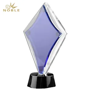 Noble Awards Custom Optical Crystal Glass With Different Color Custom Personalized Engraved Logo Trophy Cup Award Hand Craft