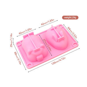 แม่พิมพ์เค้กลายกระต่ายหมู Mu Si 2ชิ้น3D แม่พิมพ์ซิลิโคนการ์ตูนสเตอริโอสำหรับการอบขนมในครัวเครื่องตัดคุกกี้ทรงสี่เหลี่ยมแบบทำมือกาว - Product Image 6