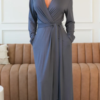 Oem Odm personnalisé femmes thermique avant super doux pleine longueur 92% bambou 8% spandex personnalisable vêtements de détente chemises de nuit Robe de bain