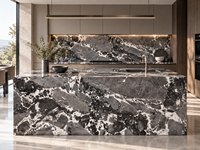 Dalles de marbre gris Pandora en pierre naturelle pour tables à manger, îlots de cuisine, panneaux muraux de douche, marches d'escalier et dessus de consoles